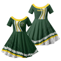 Cook Islands Rugby Personalized Avaiki Family Matching Short Sleeve Bodycon Dress and Hawaiian Shirt GO Kuki