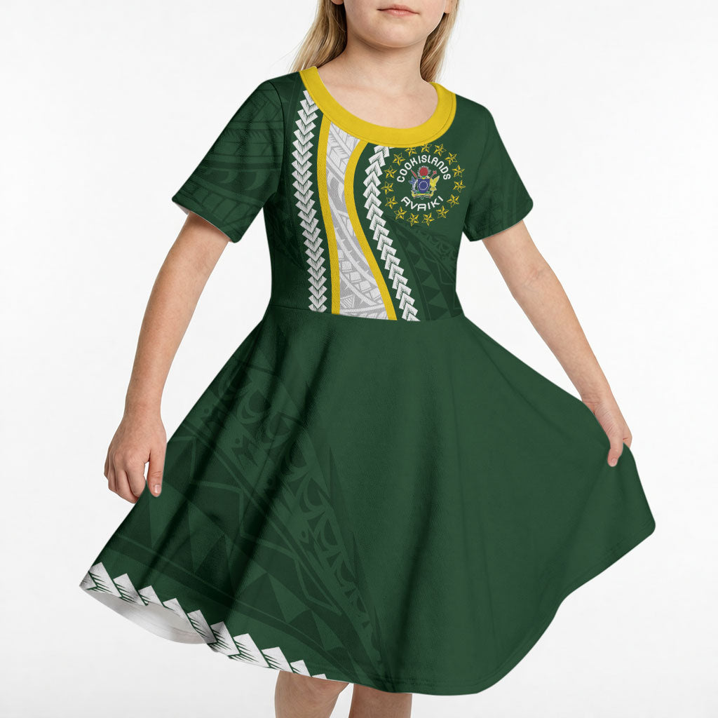 Cook Islands Rugby Personalized Avaiki Kid Short Sleeve Dress GO Kuki