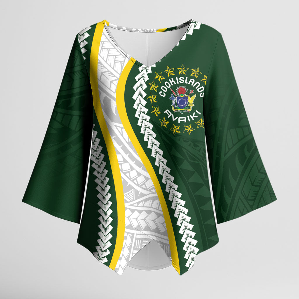 Cook Islands Rugby Personalized Avaiki Kimono Sleeve Blouse GO Kuki