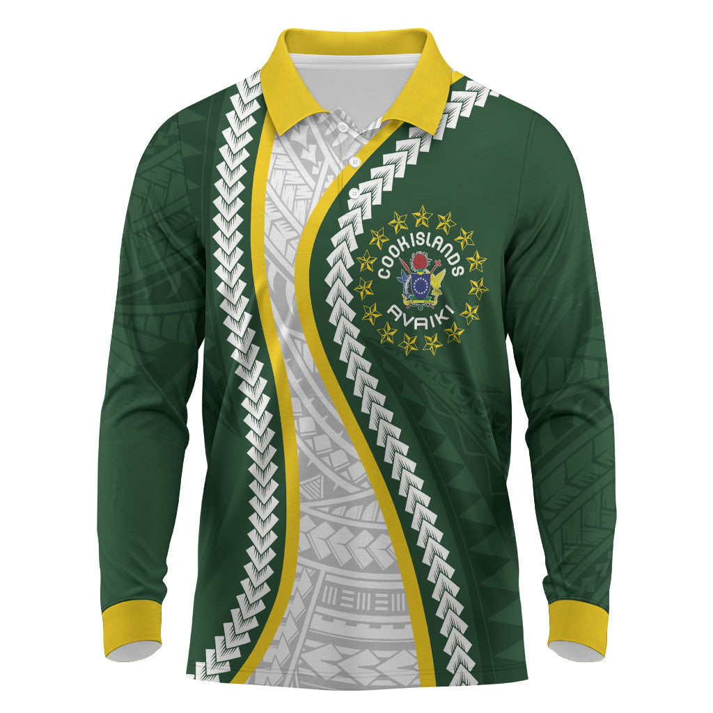 Cook Islands Rugby Personalized Avaiki Long Sleeve Polo Shirt GO Kuki