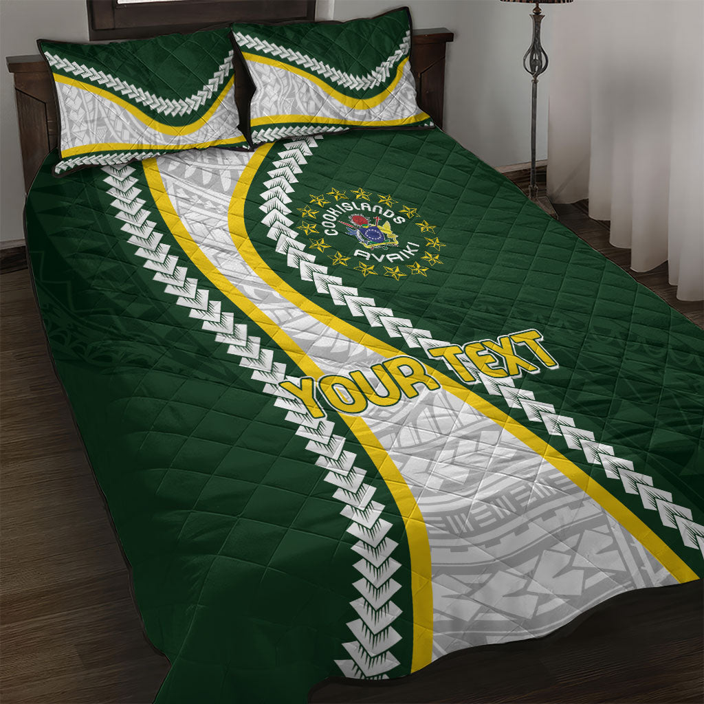 Cook Islands Rugby Personalized Avaiki Quilt Bed Set GO Kuki LT7 Green - Polynesian Pride