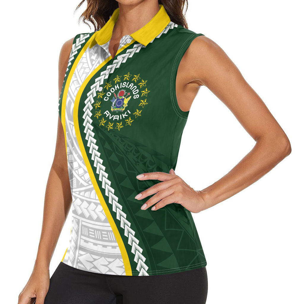 Cook Islands Rugby Personalized Avaiki Women Sleeveless Polo Shirt GO Kuki