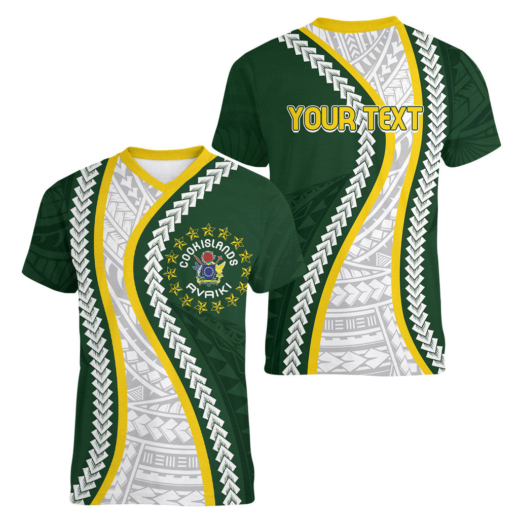 Cook Islands Rugby Personalized Avaiki Women V-Neck T-Shirt GO Kuki