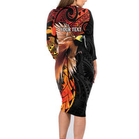 Papua New Guinea Personalised Family Matching Long Sleeve Bodycon Dress and Hawaiian Shirt Grunge Style 49th Independence Anni LT7 - Polynesian Pride