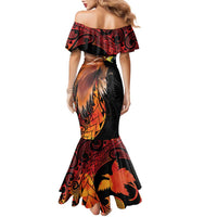 Papua New Guinea Personalised Family Matching Mermaid Dress and Hawaiian Shirt Grunge Style 49th Independence Anni LT7 - Polynesian Pride