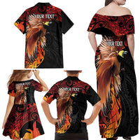 Papua New Guinea Personalised Family Matching Off Shoulder Maxi Dress and Hawaiian Shirt Grunge Style 49th Independence Anni LT7 - Polynesian Pride