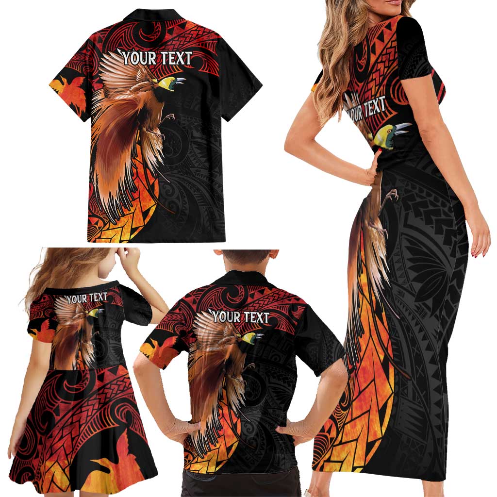 Papua New Guinea Personalised Family Matching Short Sleeve Bodycon Dress and Hawaiian Shirt Grunge Style 49th Independence Anni LT7 - Polynesian Pride