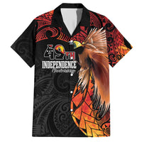 Papua New Guinea Personalised Family Matching Short Sleeve Bodycon Dress and Hawaiian Shirt Grunge Style 49th Independence Anni LT7 Dad's Shirt - Short Sleeve Black Red - Polynesian Pride