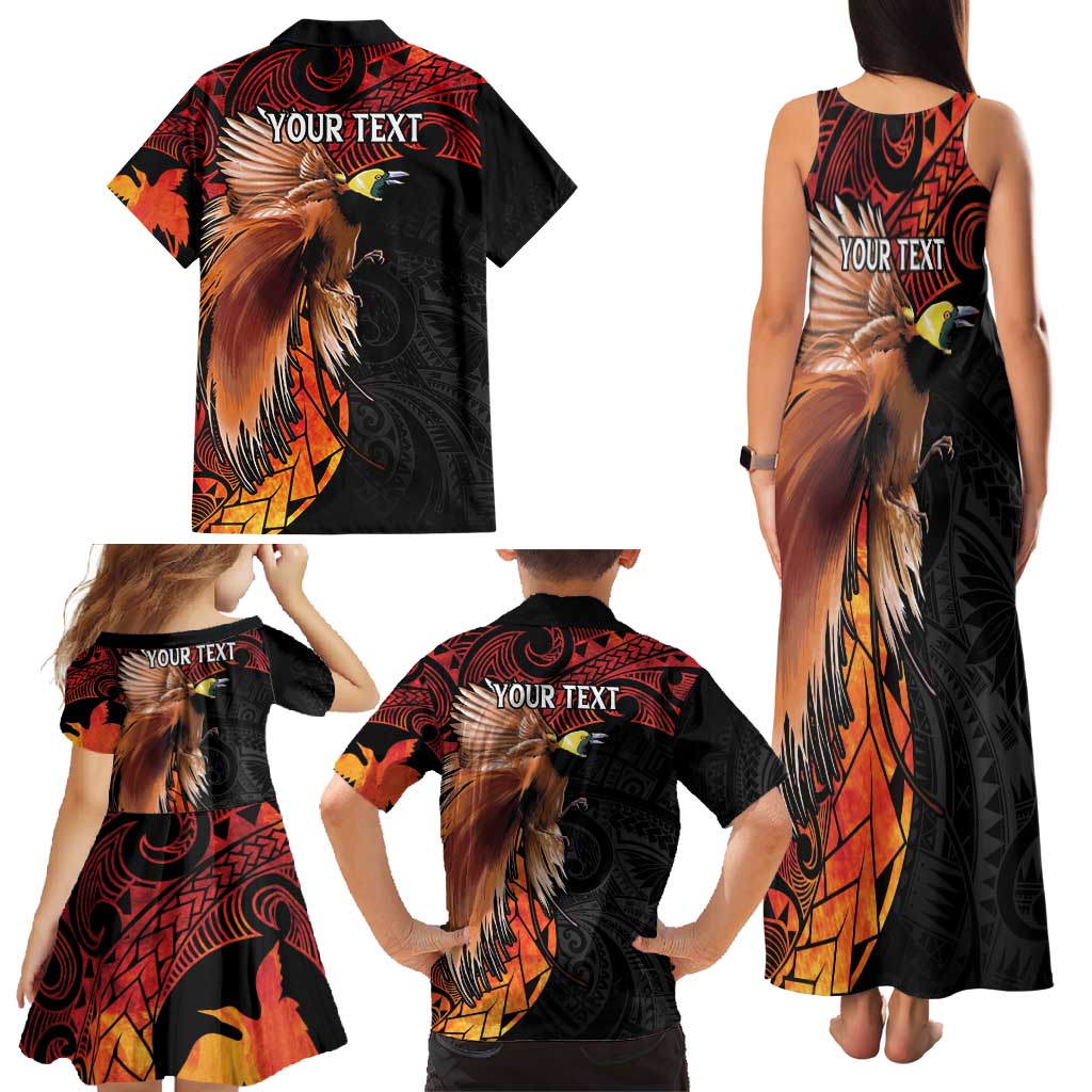 Papua New Guinea Personalised Family Matching Tank Maxi Dress and Hawaiian Shirt Grunge Style 49th Independence Anni LT7 - Polynesian Pride