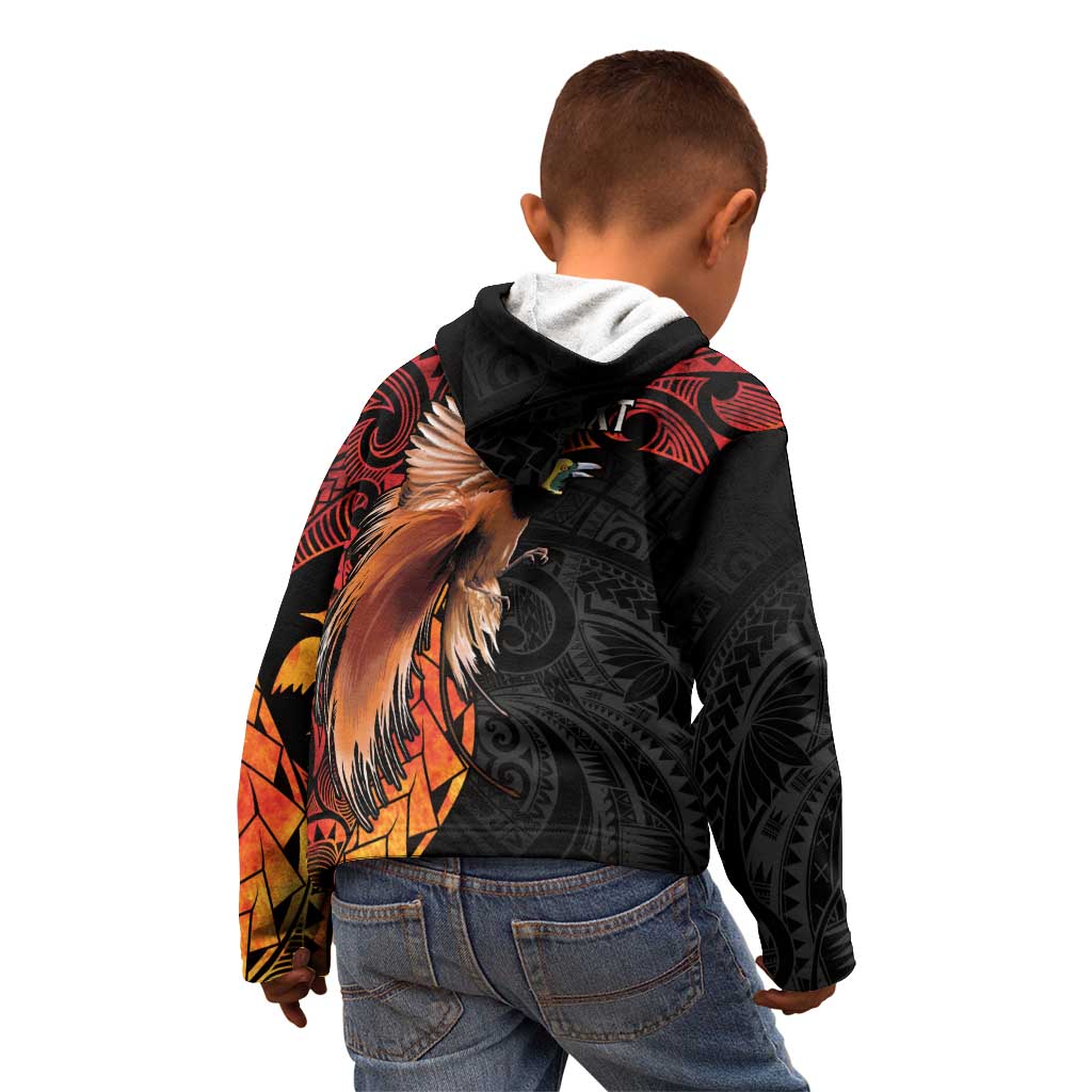 Papua New Guinea Personalised Kid Hoodie Grunge Style 49th Independence Anni LT7 - Polynesian Pride