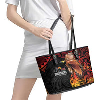 Papua New Guinea Leather Tote Bag Grunge Style 49th Independence Anni