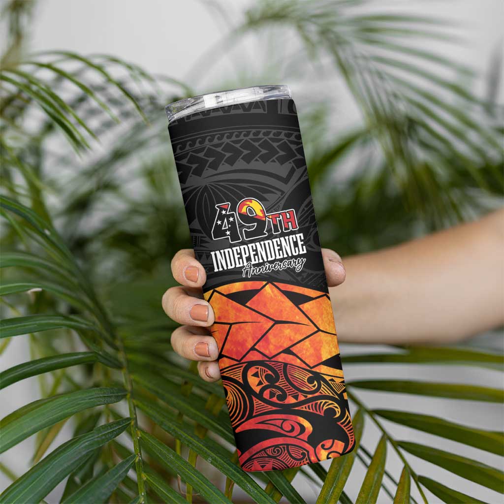 Papua New Guinea Skinny Tumbler Grunge Style 49th Independence Anni LT7 - Polynesian Pride