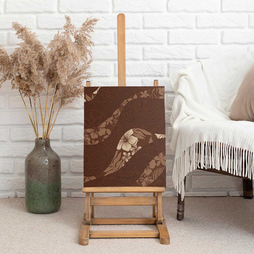 Aloha Hawaii Floral Tapa Canvas Wall Art Patchwork Mocha - Polynesian Pride