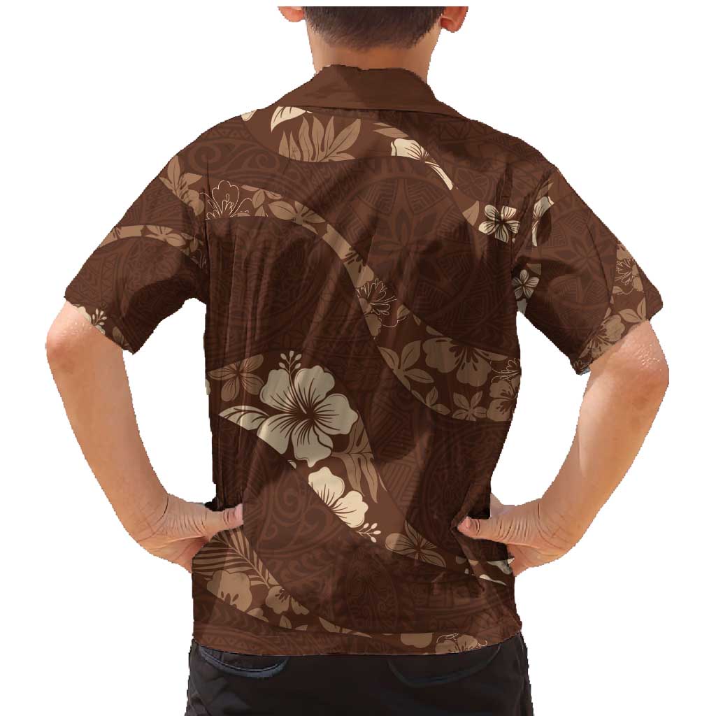 Aloha Hawaii Floral Tapa Family Matching Mermaid Dress and Hawaiian Shirt Patchwork Mocha - Polynesian Pride