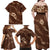 Aloha Hawaii Floral Tapa Family Matching Off Shoulder Maxi Dress and Hawaiian Shirt Patchwork Mocha - Polynesian Pride