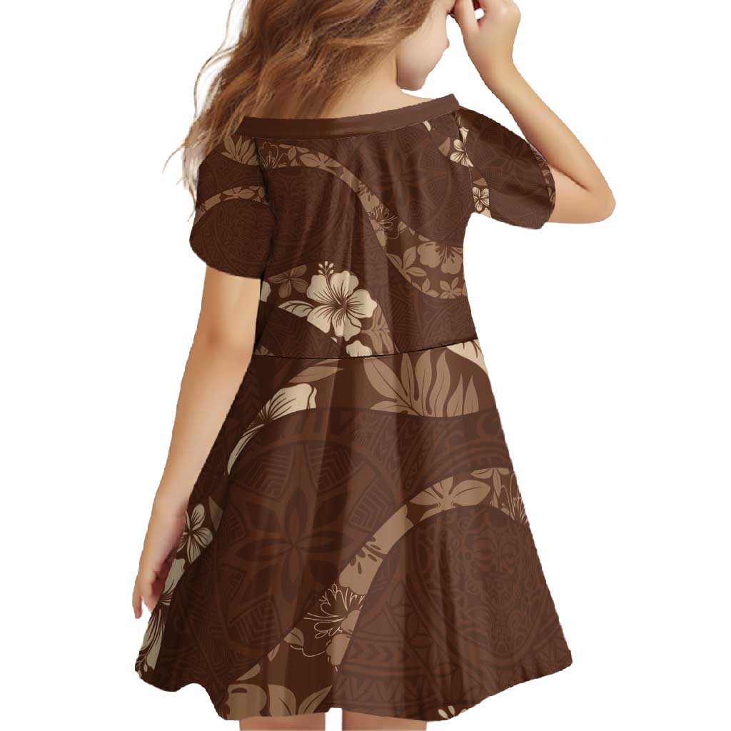 Aloha Hawaii Floral Tapa Family Matching Summer Maxi Dress and Hawaiian Shirt Patchwork Mocha - Polynesian Pride