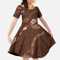 Aloha Hawaii Floral Tapa Family Matching Tank Maxi Dress and Hawaiian Shirt Patchwork Mocha - Polynesian Pride
