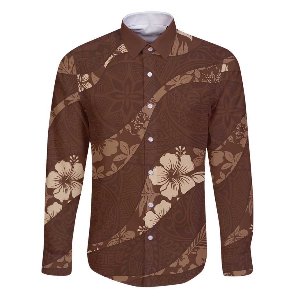 Aloha Hawaii Floral Tapa Family Matching Tank Maxi Dress and Hawaiian Shirt Patchwork Mocha - Polynesian Pride