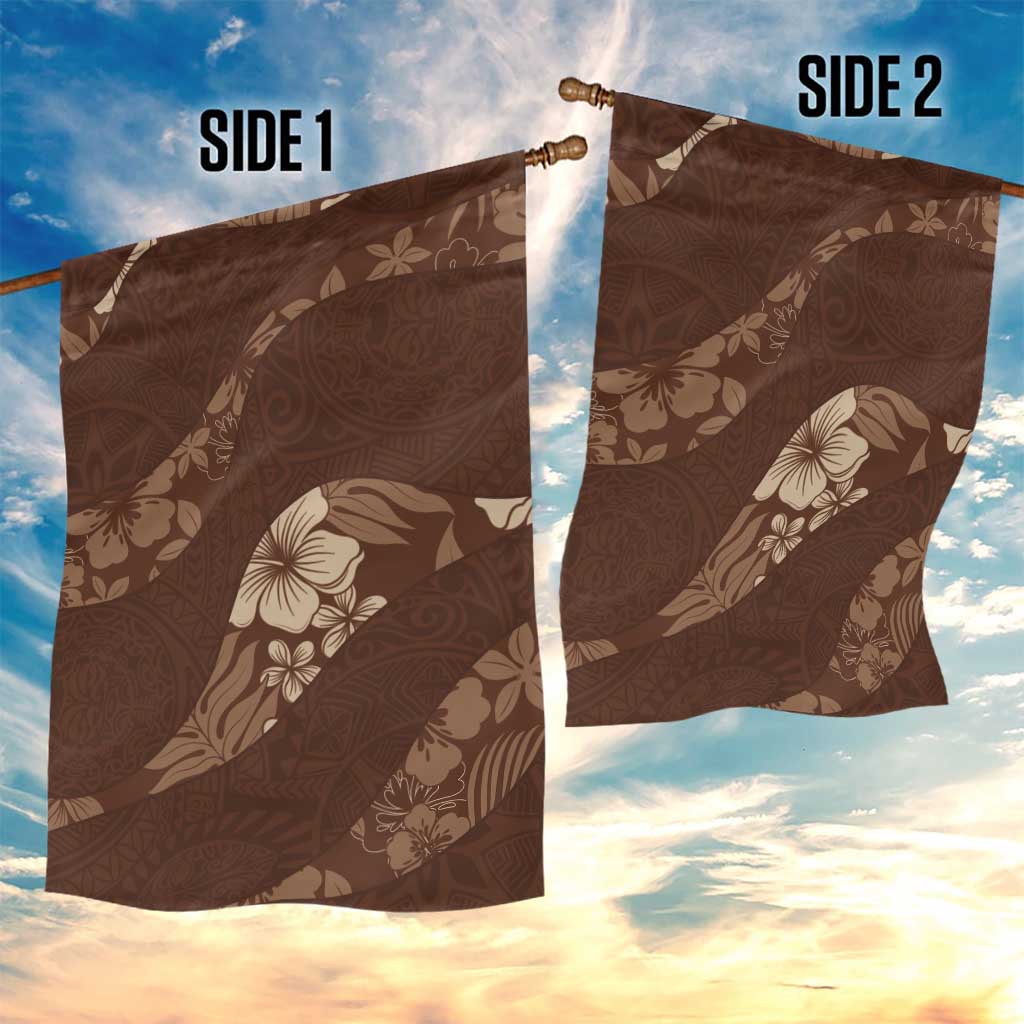 Aloha Hawaii Floral Tapa Garden Flag Patchwork Mocha - Polynesian Pride