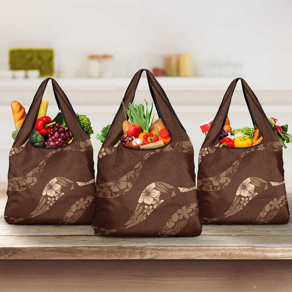 Aloha Hawaii Floral Tapa Grocery Bag Patchwork Mocha - Polynesian Pride