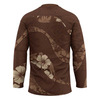 Aloha Hawaii Floral Tapa Hockey Jersey Patchwork Mocha - Polynesian Pride