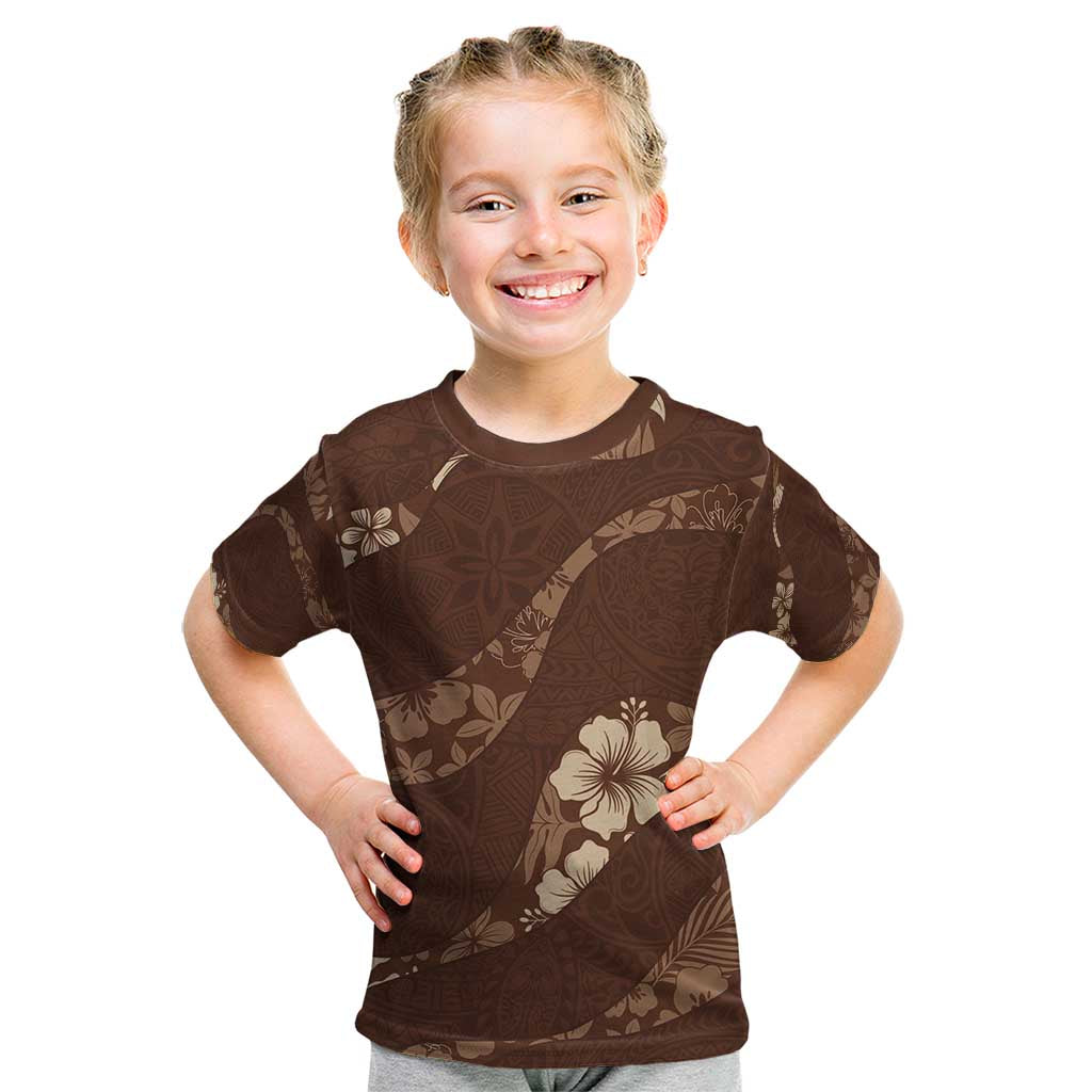 Aloha Hawaii Floral Tapa Kid T Shirt Patchwork Mocha LT7 Mocha - Polynesian Pride