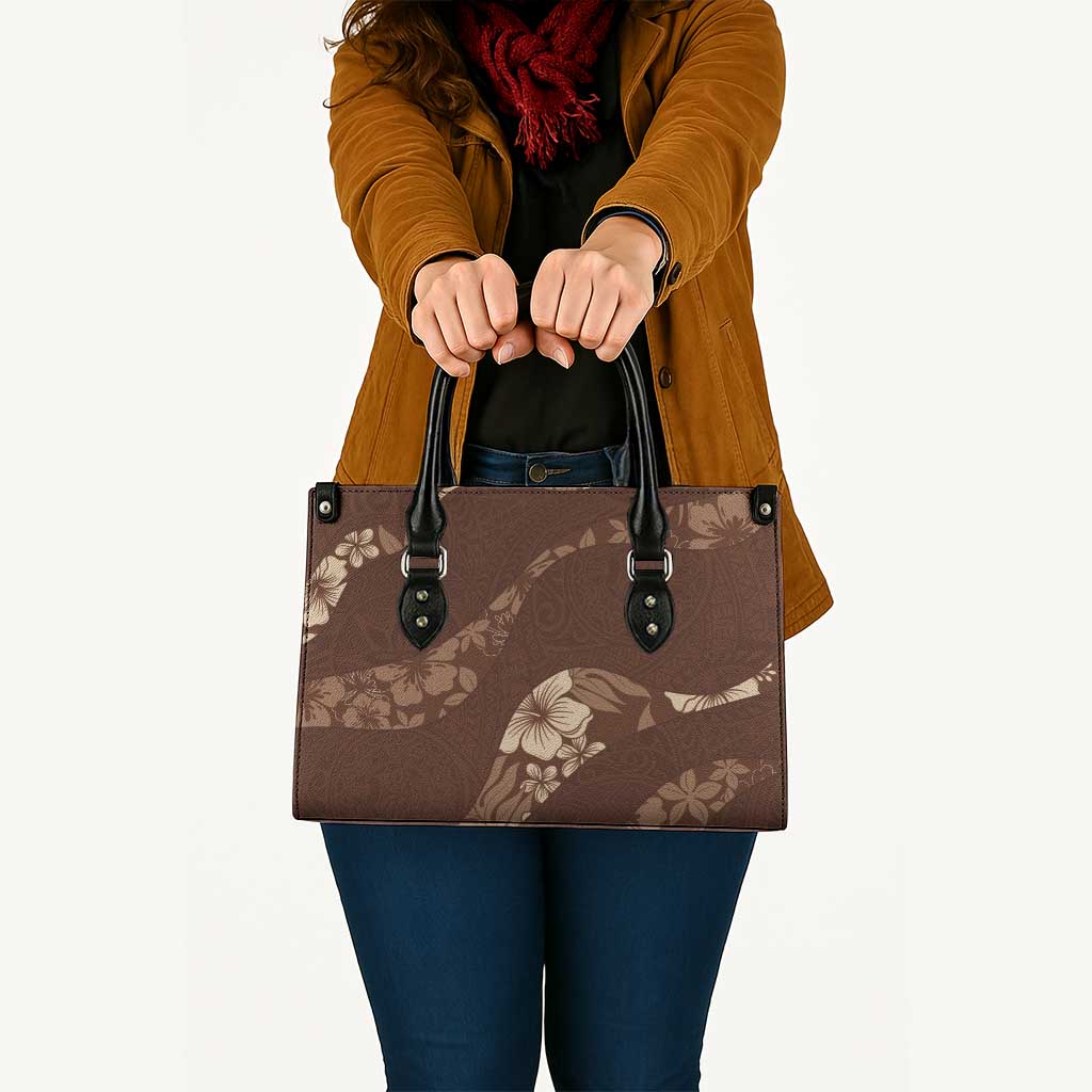 Aloha Hawaii Floral Tapa Leather Bag Patchwork Mocha - Polynesian Pride