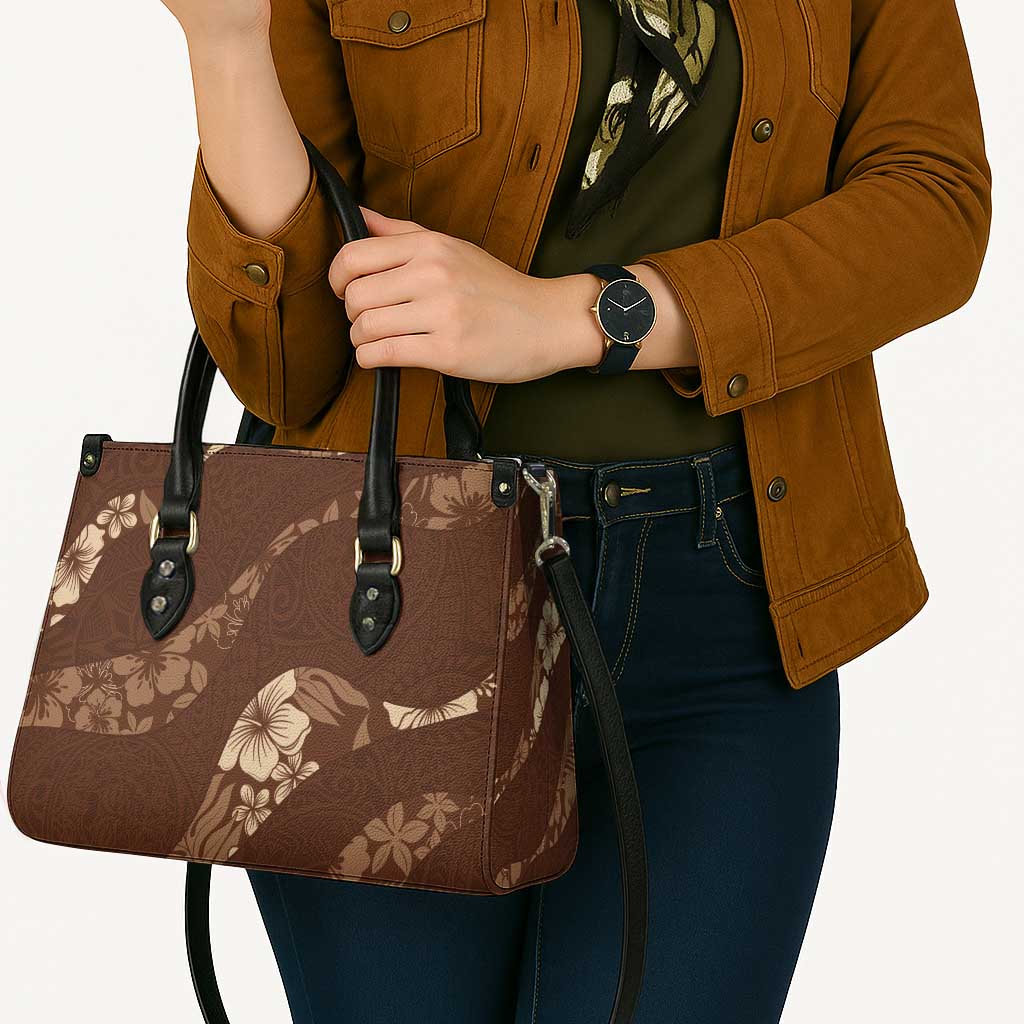 Aloha Hawaii Floral Tapa Leather Bag Patchwork Mocha - Polynesian Pride