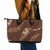 Aloha Hawaii Floral Tapa Leather Tote Bag Patchwork Mocha - Polynesian Pride