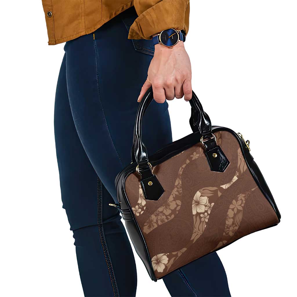 Aloha Hawaii Floral Tapa Shoulder Handbag Patchwork Mocha - Polynesian Pride