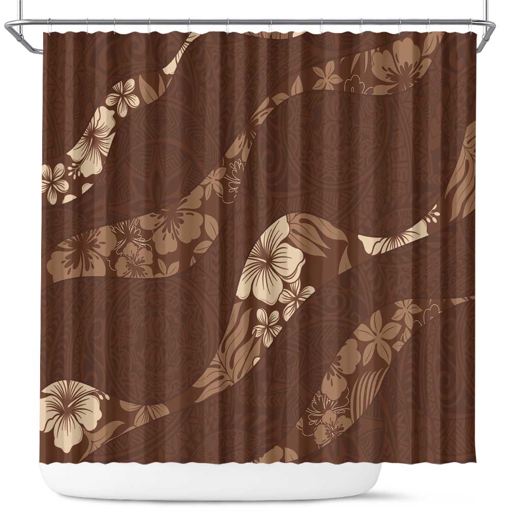 Aloha Hawaii Floral Tapa Shower Curtain Patchwork Mocha LT7 Mocha - Polynesian Pride