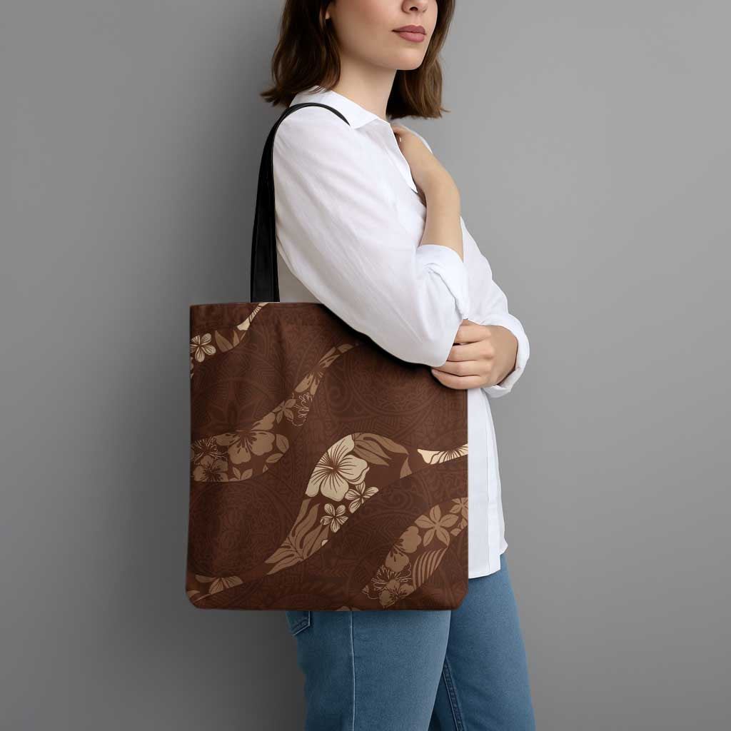 Aloha Hawaii Floral Tapa Tote Bag Patchwork Mocha - Polynesian Pride