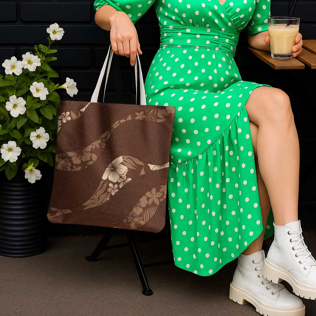 Aloha Hawaii Floral Tapa Tote Bag Patchwork Mocha - Polynesian Pride