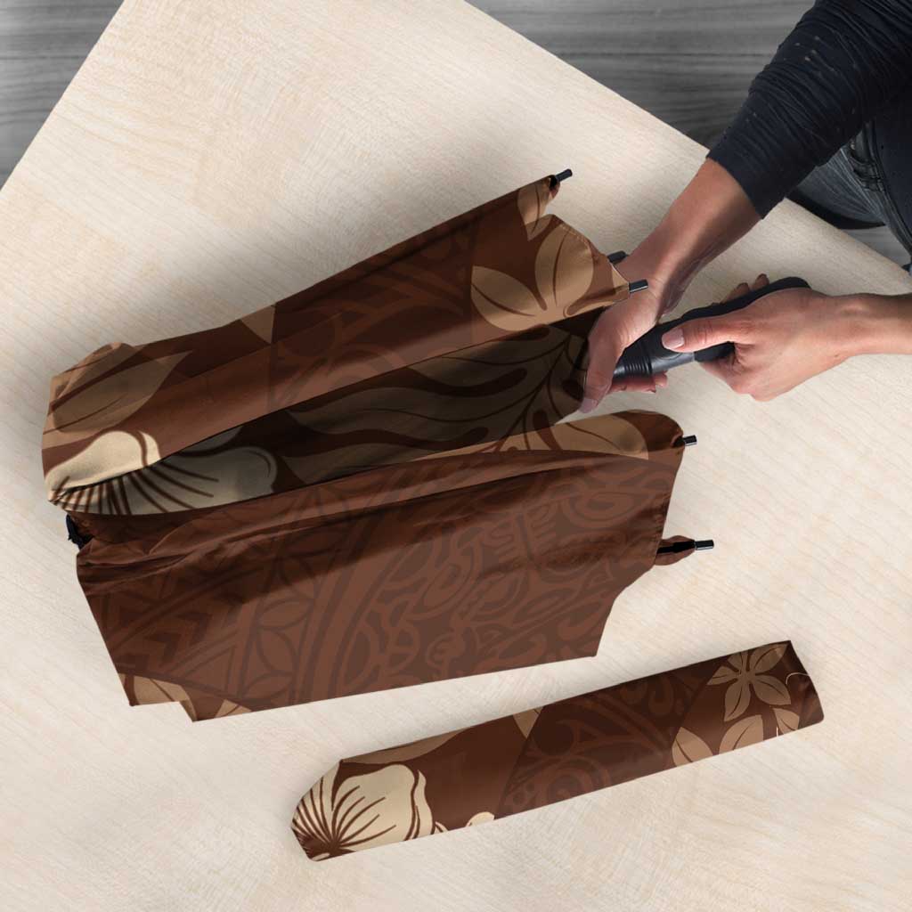 Aloha Hawaii Floral Tapa Umbrella Patchwork Mocha - Polynesian Pride