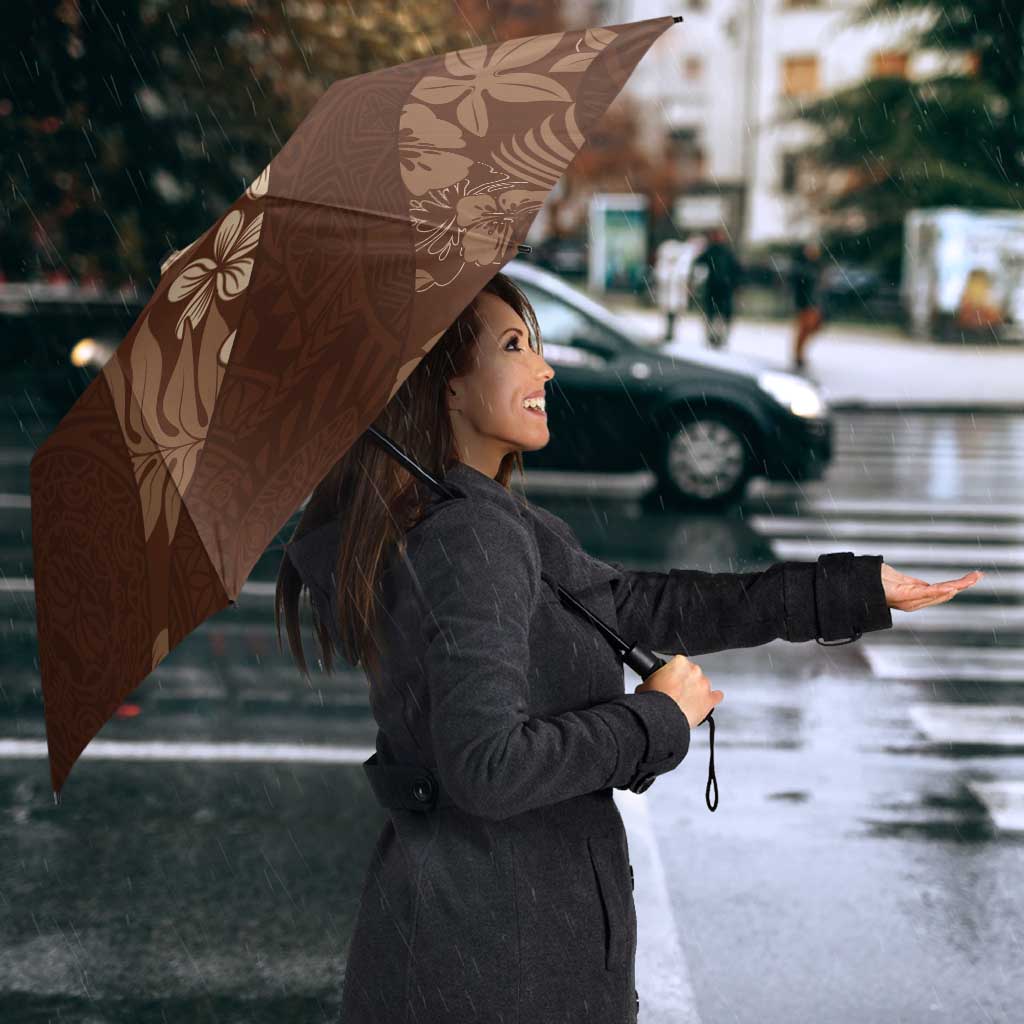 Aloha Hawaii Floral Tapa Umbrella Patchwork Mocha - Polynesian Pride
