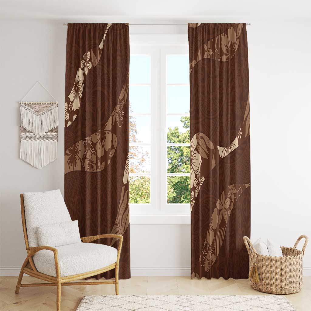 Aloha Hawaii Floral Tapa Window Curtain Patchwork Mocha - Polynesian Pride