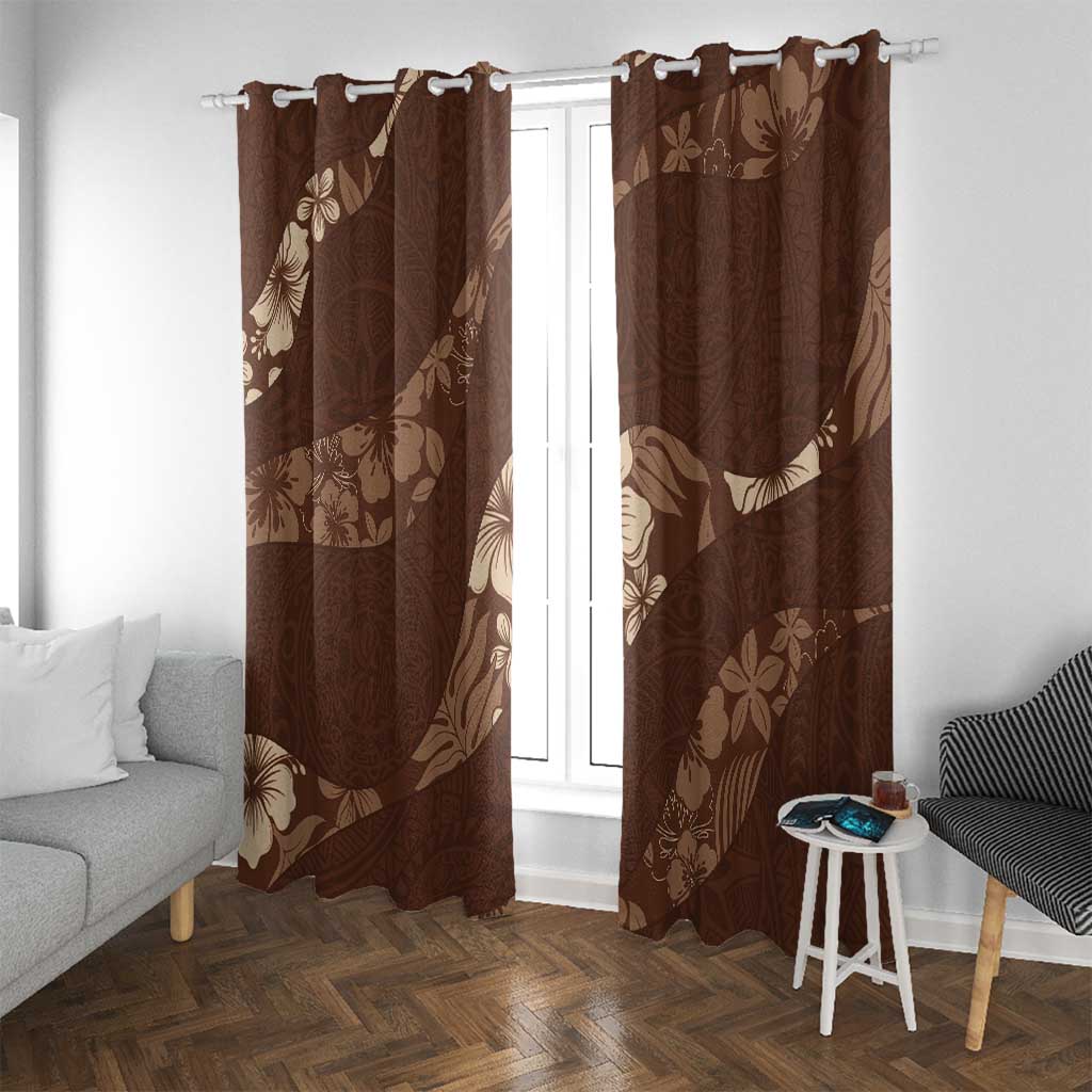 Aloha Hawaii Floral Tapa Window Curtain Patchwork Mocha - Polynesian Pride