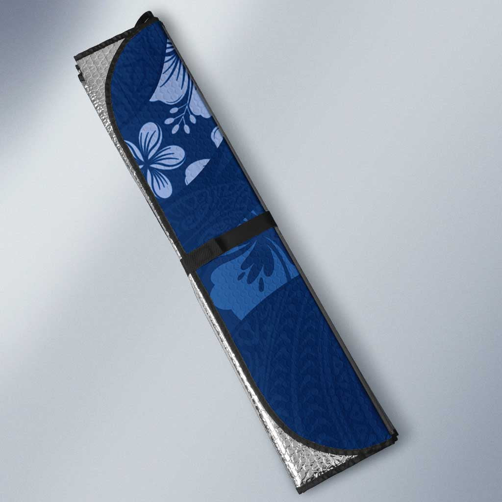 Aloha Hawaii Floral Tapa Auto Sun Shade Patchwork Navy - Polynesian Pride