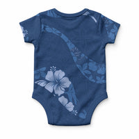 Aloha Hawaii Floral Tapa Baby Onesie Patchwork Navy