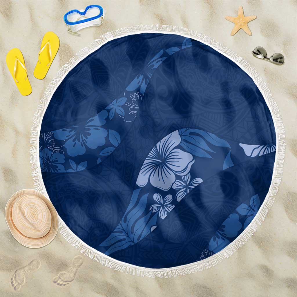 Aloha Hawaii Floral Tapa Beach Blanket Patchwork Navy - Polynesian Pride