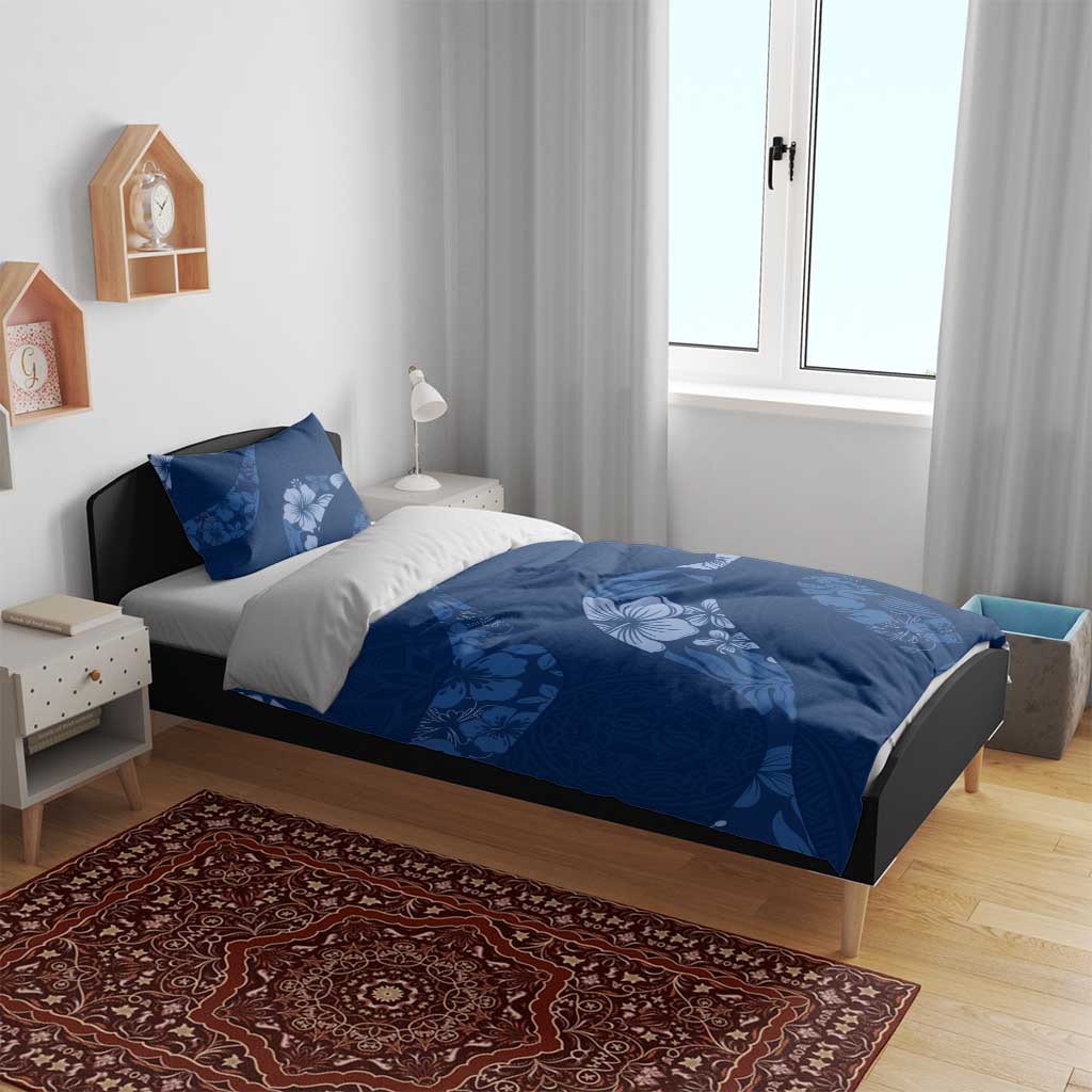 Aloha Hawaii Floral Tapa Bedding Set Patchwork Navy - Polynesian Pride
