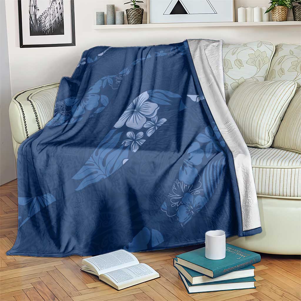 Aloha Hawaii Floral Tapa Blanket Patchwork Navy - Polynesian Pride