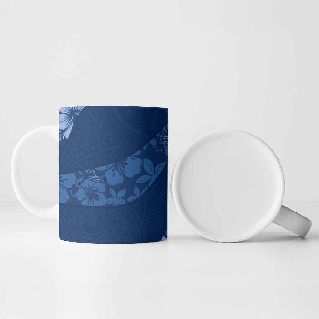 Aloha Hawaii Floral Tapa Ceramic Mug Patchwork Navy - Polynesian Pride