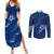 Aloha Hawaii Floral Tapa Couples Matching Summer Maxi Dress and Long Sleeve Button Shirt Patchwork Navy - Polynesian Pride