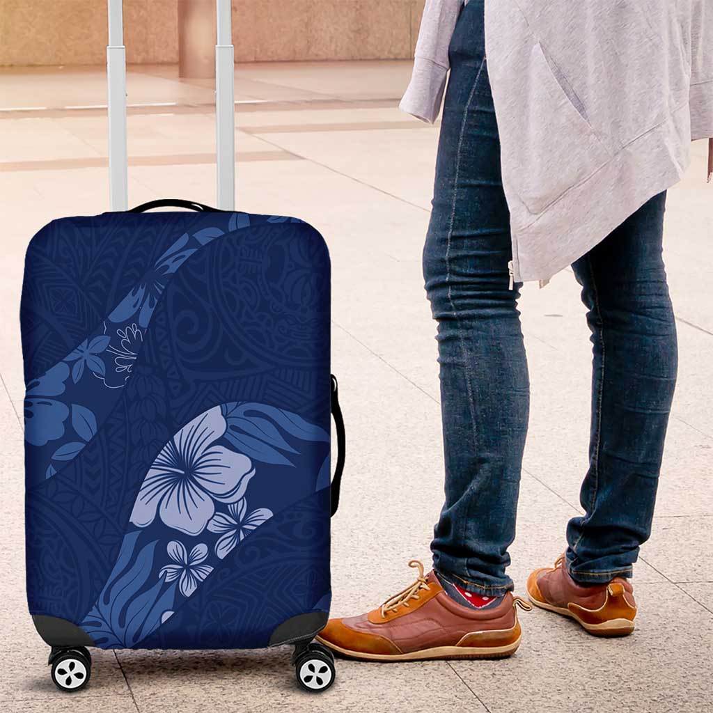 Aloha Hawaii Floral Tapa Luggage Cover Patchwork Navy - Polynesian Pride