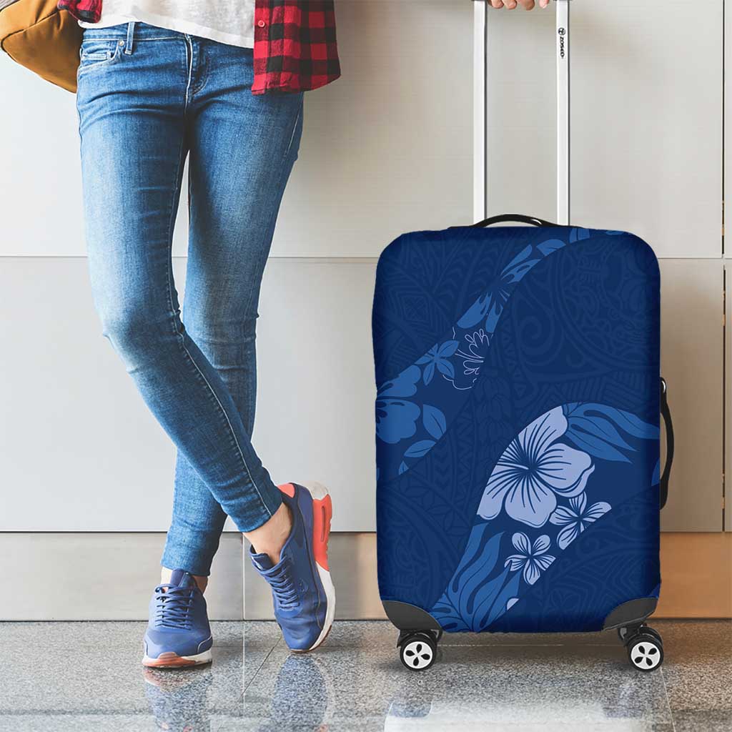Aloha Hawaii Floral Tapa Luggage Cover Patchwork Navy - Polynesian Pride