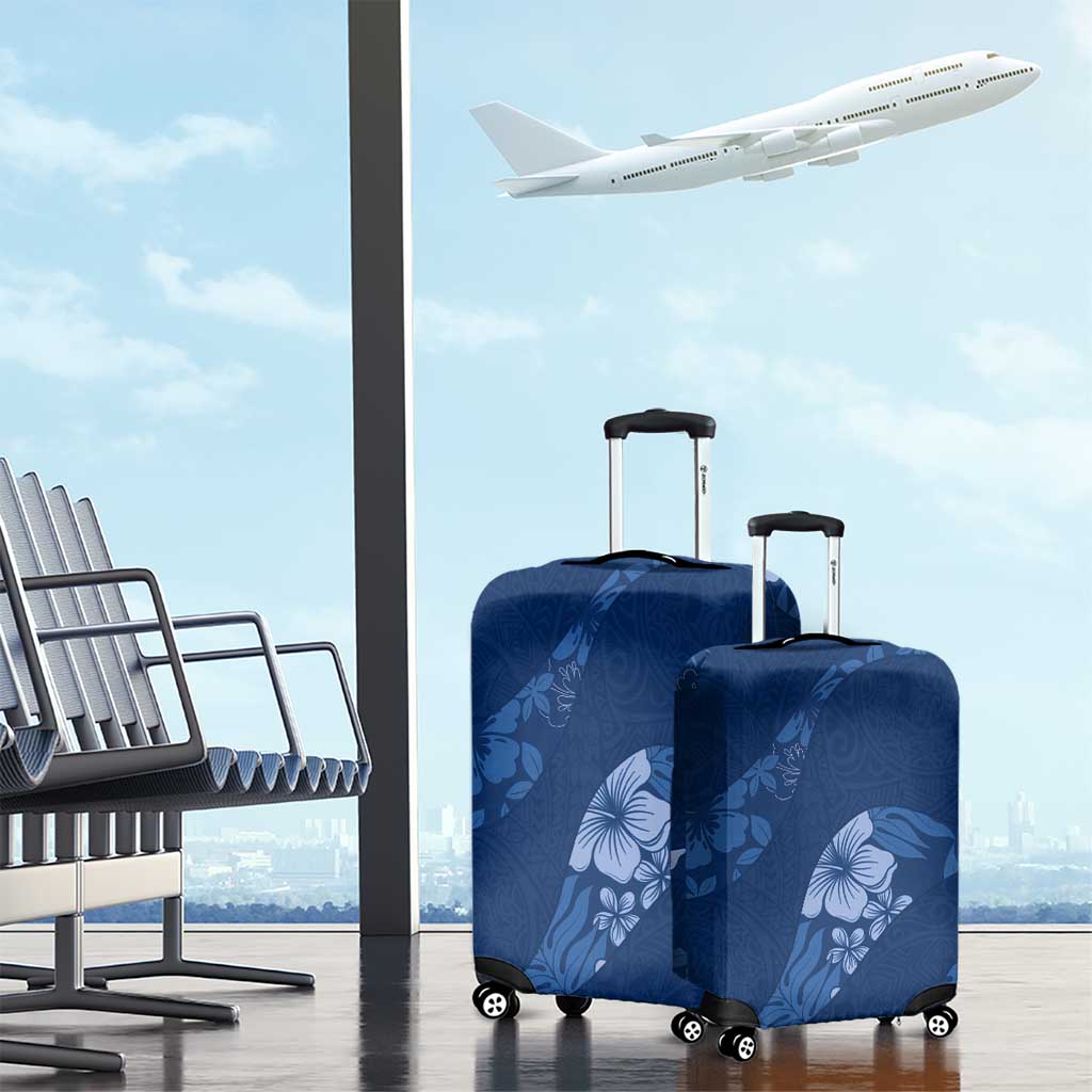 Aloha Hawaii Floral Tapa Luggage Cover Patchwork Navy - Polynesian Pride