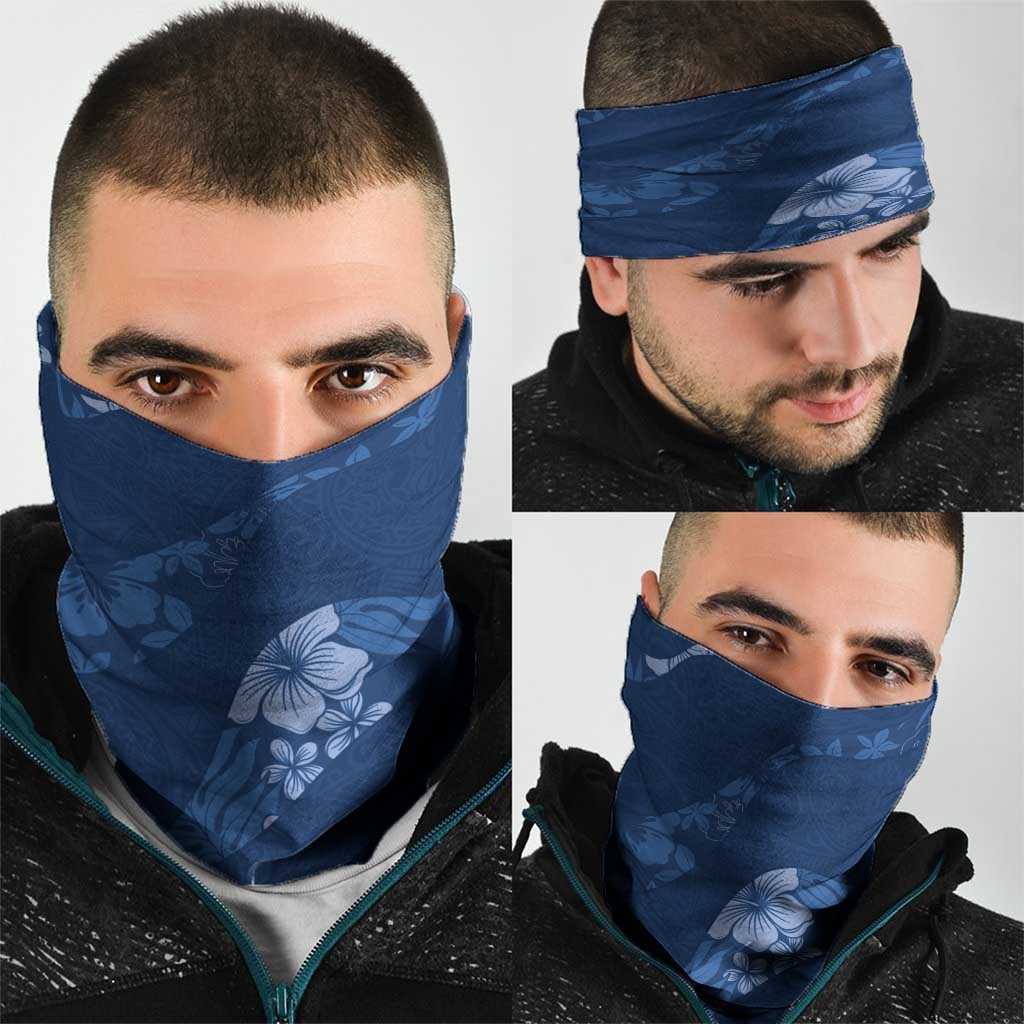 Aloha Hawaii Floral Tapa Neck Gaiter Patchwork Navy - Polynesian Pride