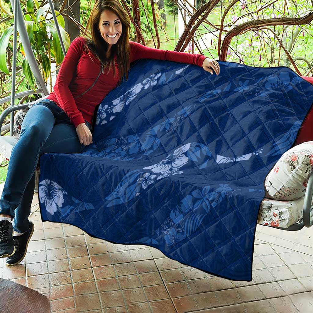 Aloha Hawaii Floral Tapa Quilt Patchwork Navy - Polynesian Pride
