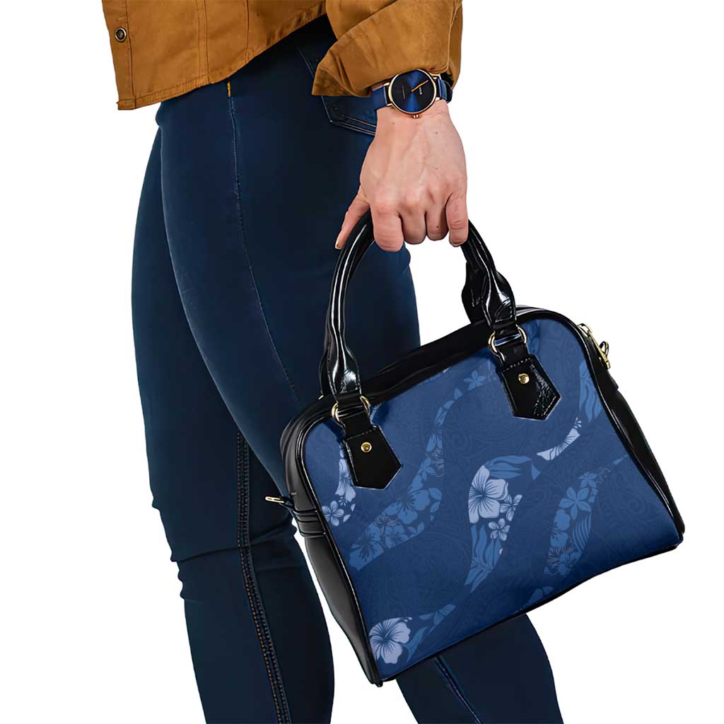 Aloha Hawaii Floral Tapa Shoulder Handbag Patchwork Navy - Polynesian Pride